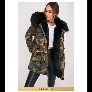 Fur lined camo parka